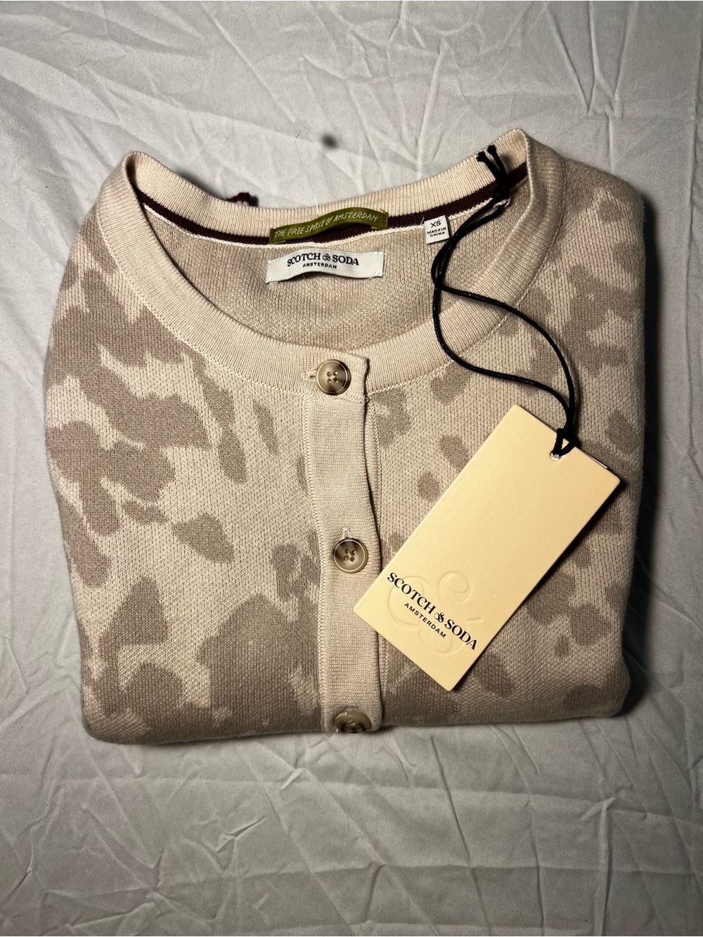 Scotch & Soda Beige and Cream Leopard Cardigan
